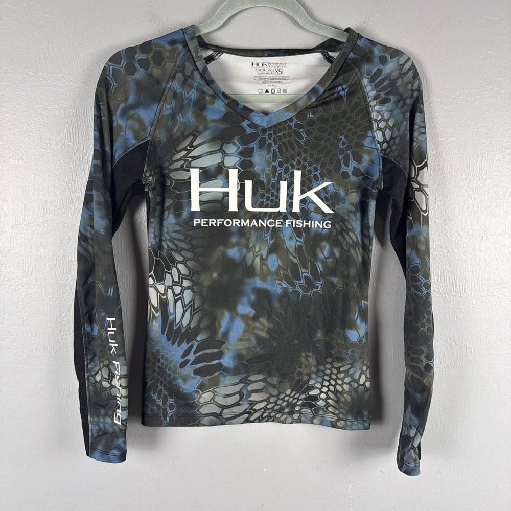HUK Shirt Womens X Small Multicolor Kryptek Pontus Performance Fishing
